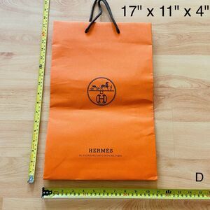 Hermes Paper Shopping Bag - orange med long (17" x 11" x 4") [D]